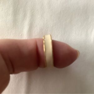 Hoop earrings for pierced ears white enamel gold toned